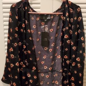 J.O.A LA Womens Black Cover Up/Cardigan Size Large